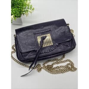 Vintage Red Valentino Garavani Purple Leather Fringe Crossbody Purse